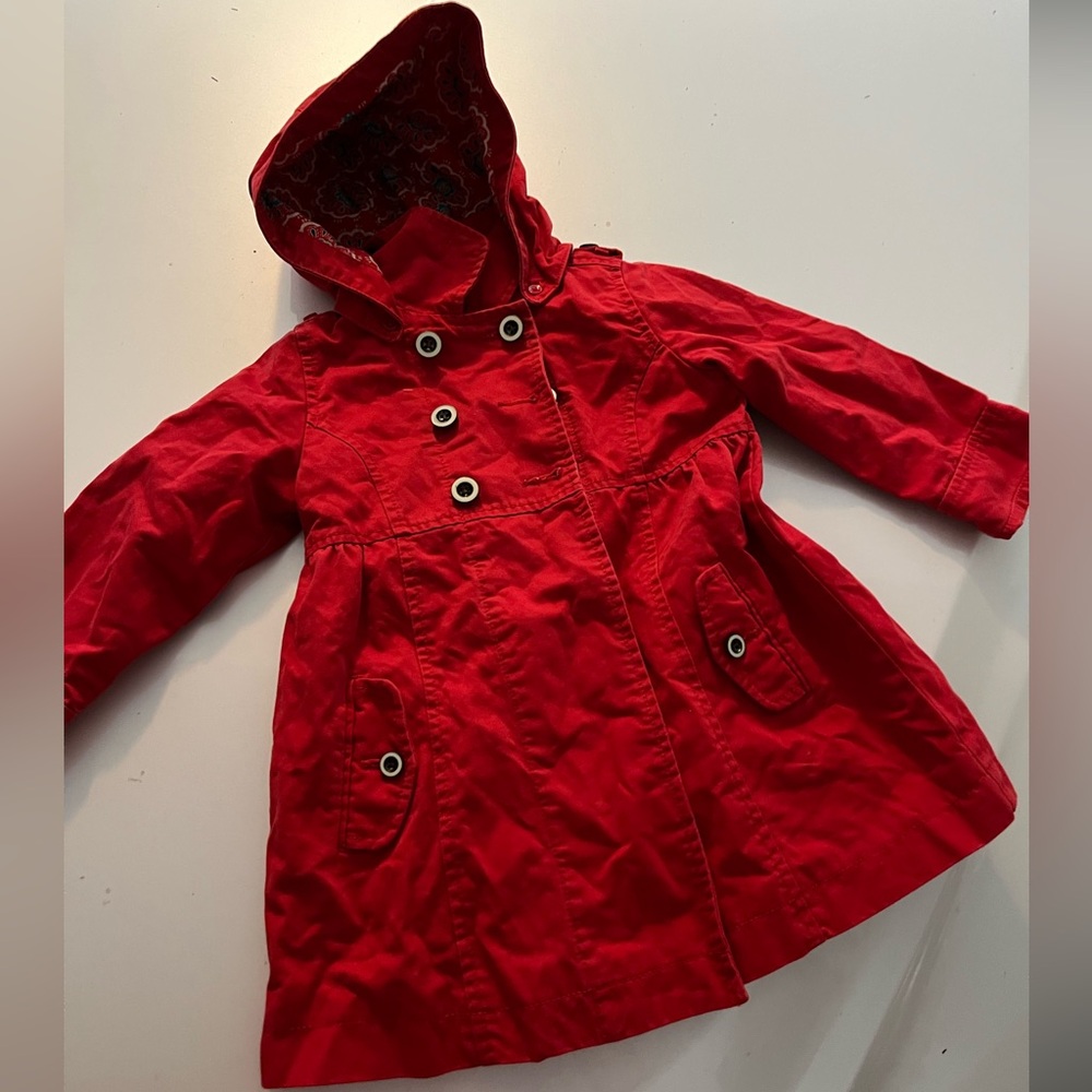 Gap kids red hooded flare pea coat size 3